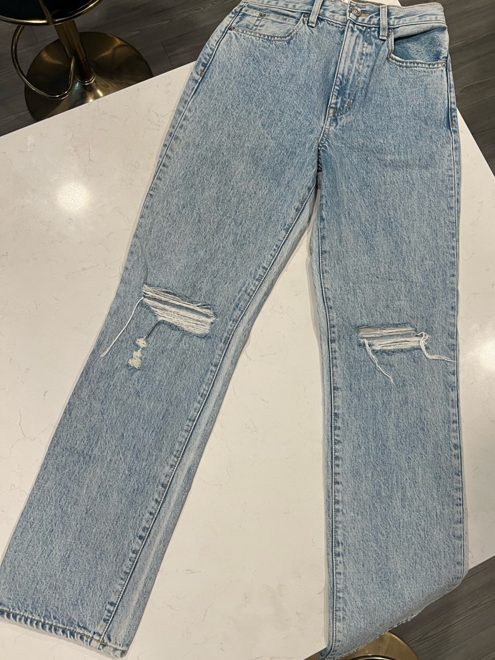 SLVRLAKE Light Blue Distressed Straight Leg Jeans
